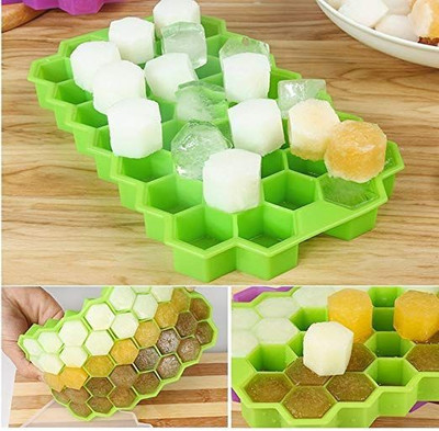 JMALL ™Honeycomb 37 Cavity Ice Cube Tray for Freezer Small Cubes Green Silicone Ice Cube Tray(Pack of1)