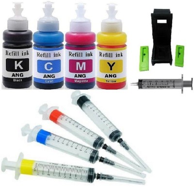 Ang Refill Ink compatible for MG2570S, E470, E477, E400, E410, E417, E560, E3370 Black + Tri Color Combo Pack Ink Cartridge