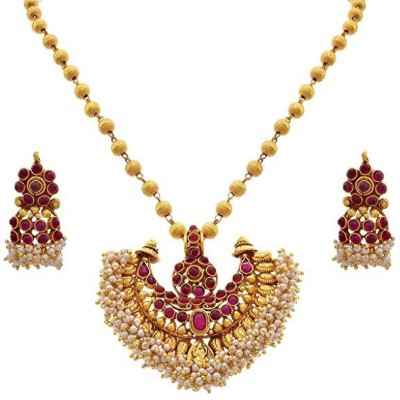 TAP Fashion Copper Gold-plated Pink, White Jewellery Set(Pack of 1)