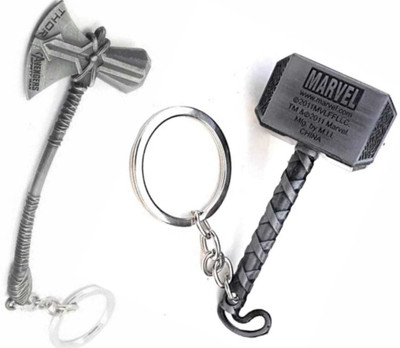 JAINSON MARTIN Combo of ThorSilver Hammer And Silver Axe Keychain Key Chain