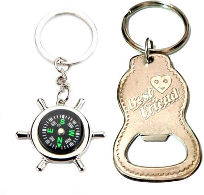 ShopTop Green metal compass with Best friend Opener key chain Key Chain