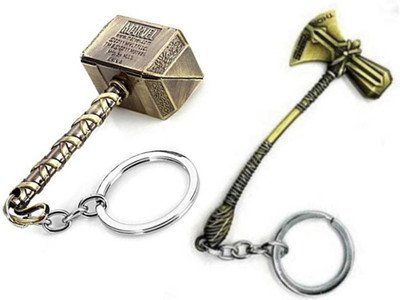 JAINSON MARTIN Combo of Thor Golden Hammer And Golden Axe Keychain Key Chain