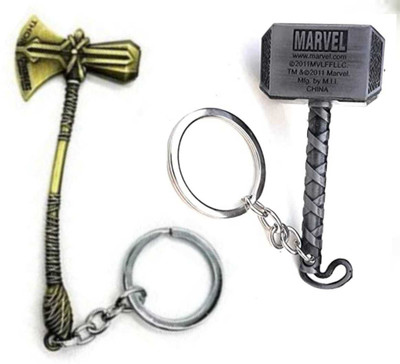 JAINSON MARTIN Combo of Thor Silver Hammer And Golden Axe Keychain Key Chain