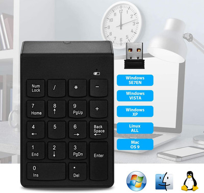 Wifton Numeric Keypad Slim Mini Number Pad Keyboard 18 Keys-IX25 Wireless Handheld Multi-device Keyboard Compatible with Desktop, Laptop, Mac Rainbow,Numeric Keypad Slim Mini Number Pad Keyboard 18 Keys(Black)