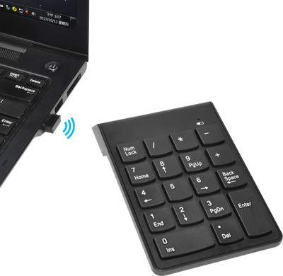 Wifton Wireless Numeric Keypad 2.4G 18-Key USB Financial Numpad-IX13 Wireless Handheld Multi-device Keyboard Compatible with Desktop, Laptop, Mac(Black)
