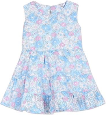 U.S. POLO ASSN. Girls Midi/Knee Length Casual Dress(Blue, Sleeveless)