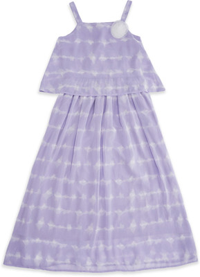 Pantaloons Junior Girls Midi/Knee Length Casual Dress(Dark Blue, Sleeveless)