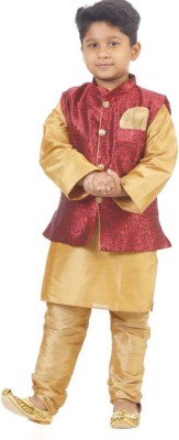 FMSE Boys Wedding Kurta and Pyjama Set(Gold Pack of 1)