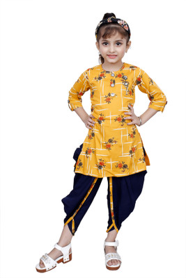 Hariyal Creation Girls Festive & Party Kurta and Patiala Set(Yellow Pack of 1)