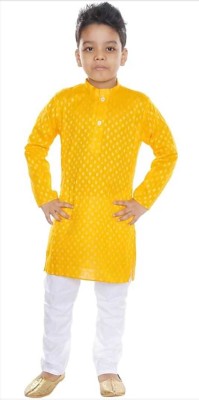 RahatGarments Boys Casual Kurta and Pyjama Set(Yellow Pack of 1)