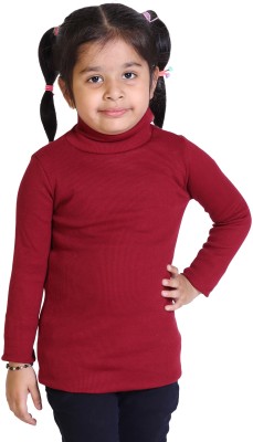 Kepa Solid High Neck Casual Girls Maroon Sweater