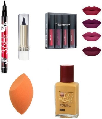 teayason Fashion Beauty Travel Makeup Kit for College Girls Women , Liquid Matte Red(Pack of 8)