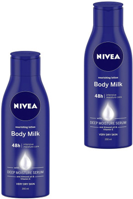 NIVEA NOURISHING LOTION BODY MILK WITH DEEP MOUSTURE SERUM EACH 200ML (Pack of _2)(400 ml)