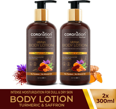 COROnation Herbal Unisex Ubtan Body Lotion with Turmeric & Saffron - Pack of 2(600 ml)