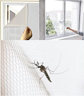 Ridhima Nylon Adults Window Mosquito With Adhesive Tape One Side Stitched Easy Fix (4x4 ft) Mosquito Net(White, Frame Hung)