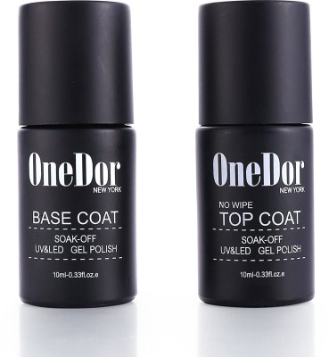 Onedor Gel Polish UV Led Cured Required Soak Off Nail Polish Top Base Coat Set NA(Pack of 2)