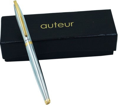 auteur Premium 156 Steel Finish , Metal Body With Gold Plated Clip Executive Designer Roller Ball Pen(Black)