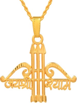 MissMister Brass Goldplated Jai Shri Shyam Khatu Symbol Khatu Shyam Pendant Hindu God Gold-plated Brass Locket Set