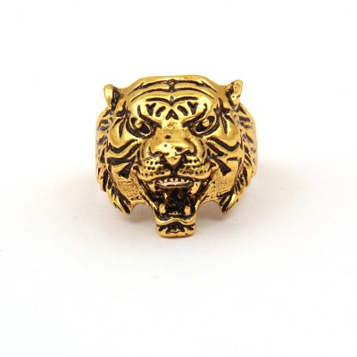 PearlzGallery Gold Plated Roaring Lion Brass Ring for Boys and Men Brass Brass Plated Ring