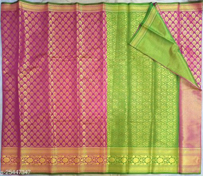 Ansari Fabrics Self Design Banarasi Pure Silk Saree(Multicolor)