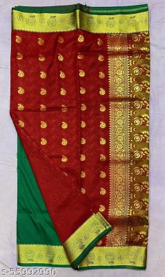 Ansari Fabrics Printed Bollywood Art Silk Saree(Green, Maroon)