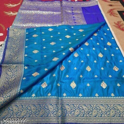 Ansari Fabrics Woven Bollywood Art Silk Saree(Blue)