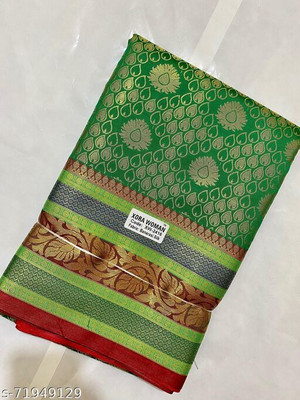 Ansari Fabrics Self Design Banarasi Pure Silk Saree(Multicolor)