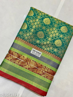 Ansari Fabrics Self Design Banarasi Pure Silk Saree(Multicolor)