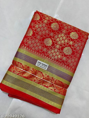 Ansari Fabrics Self Design Banarasi Pure Silk Saree(Multicolor)