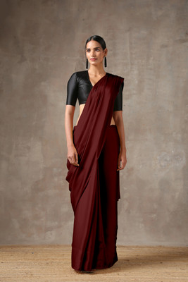 DIVYASHAKTI FASHION Solid/Plain Bollywood Satin Saree(Maroon)