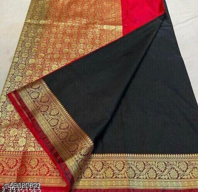 Ansari Fabrics Self Design Banarasi Pure Silk Saree(Multicolor)