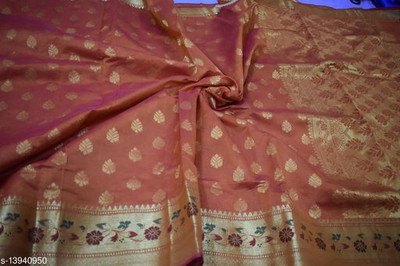 Ansari Fabrics Woven Banarasi Pure Silk Saree(Multicolor)