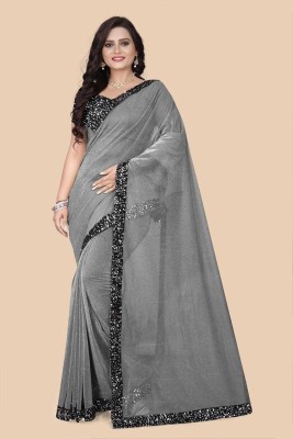 Shree Shyam Creation Embellished Bollywood Lycra Blend Saree(Grey)