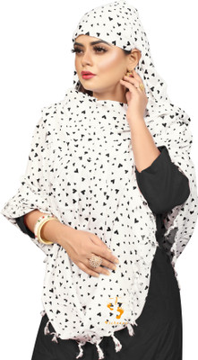 VICHARAN Polyester Printed Abaya(White)