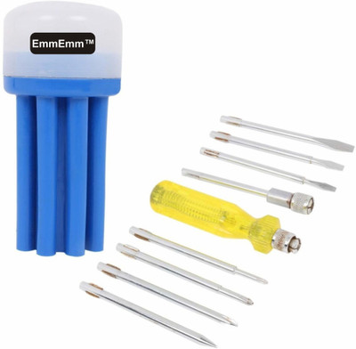 EmmEmm Premium 8 in 1 Screw Driver Set with Neon Bulb Tester Handle Standard Screwdriver Set(Pack of 8)