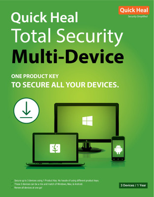 Quick Heal 3 PC 1 Year Total Security Multi Device (Email Delivery - No CD)(Personal Edition)