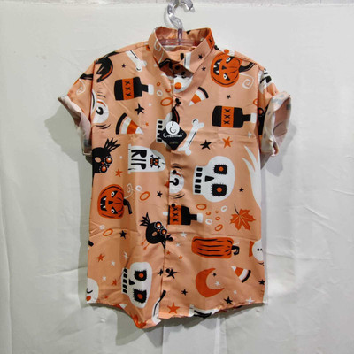 BG TEX Men Printed Casual Orange Shirt