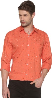 YHA Men Printed Casual Orange Shirt