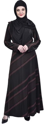 Bhumi fab Polyester Solid Burqa With Hijab(Black, Maroon)