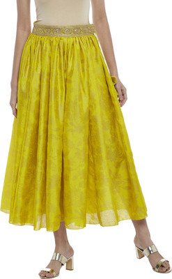 Akkriti by Pantaloons Solid Women Flared Green Skirt