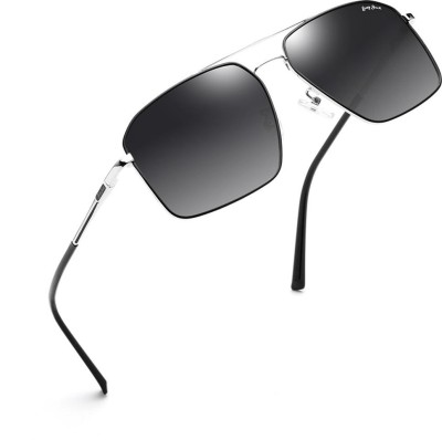 Grey Jack Rectangular Sunglasses(For Men & Women, Black, Grey)