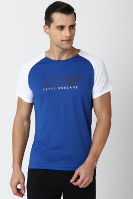 PETER ENGLAND Graphic Print Men Round Neck Blue T-Shirt