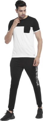 Ajile By Pantaloons Colorblock Men Crew Neck White T-Shirt