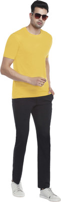 Byford by Pantaloons Solid Men Round Neck Yellow T-Shirt