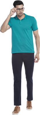 Byford by Pantaloons Solid Men Polo Neck Green T-Shirt