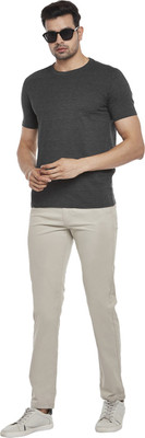 Byford by Pantaloons Solid Men Round Neck Grey T-Shirt