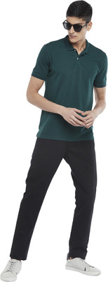 Byford by Pantaloons Solid Men Polo Neck Green T-Shirt