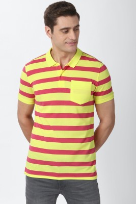 PETER ENGLAND Graphic Print Men Polo Neck Yellow T-Shirt