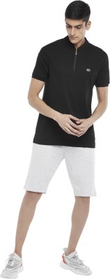 Ajile By Pantaloons Solid Men Polo Neck Black T-Shirt