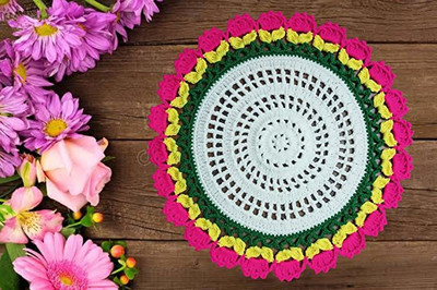 Ritikacraft Round Pack of 1 Table Placemat(Pink, Cotton)